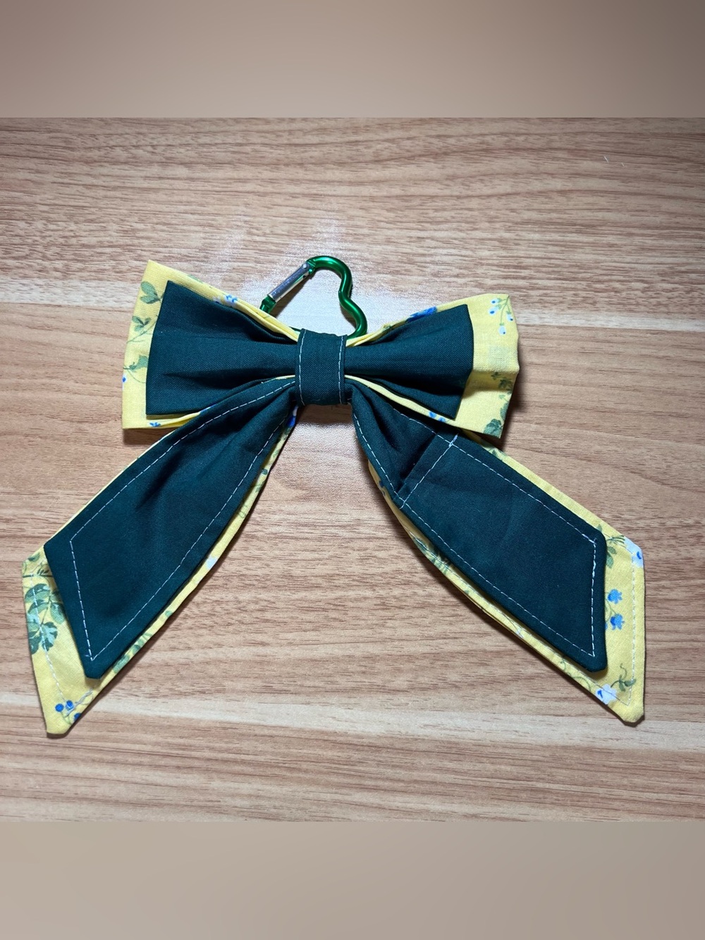 Handmade Yellow Floral & Teal Bow Bag Keychain